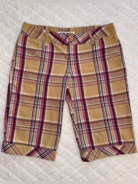 Y2K Vintage Volcom Plaid Shorts in Tan, Pink & Black